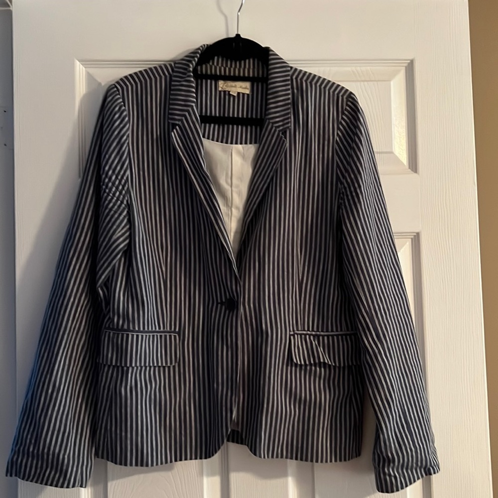 Blue & White striped blazer - L